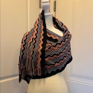 Missoni Black and Multicolor Zigzag Scarf